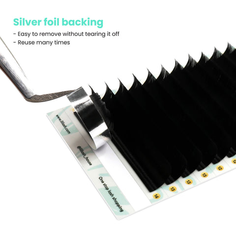 Premium-silk-classic-lashes-0.1mm-Silver-foil-backing